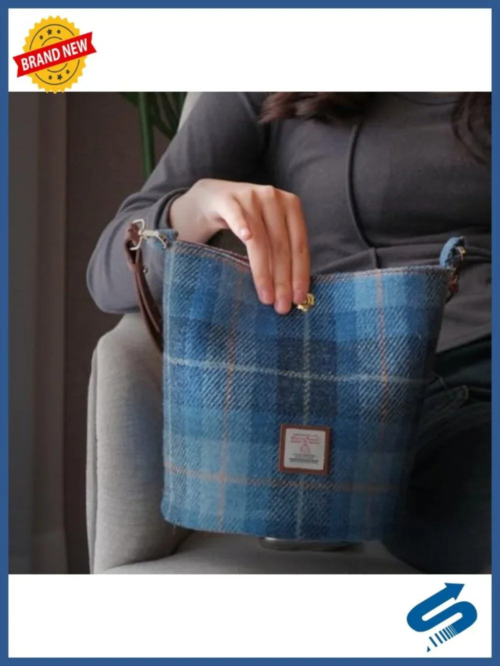 Harris Tweed Bucket Bag Shoulder Handbag Women's Purse with Strap